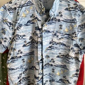 Izod Light Blue Tropical Print Button-Down Shirt